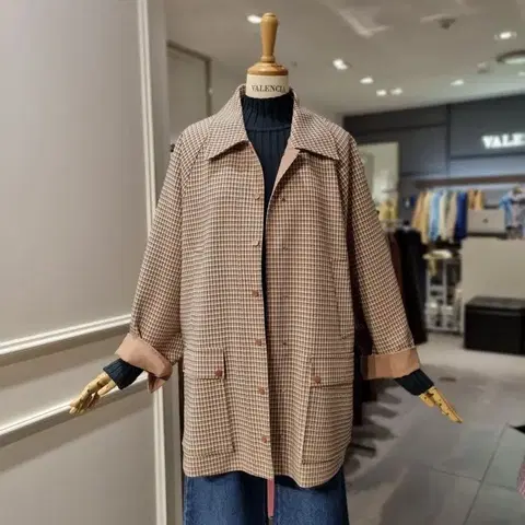 정가 38만원대) 발렌시아 체크 루즈핏 하프 재킷 자켓