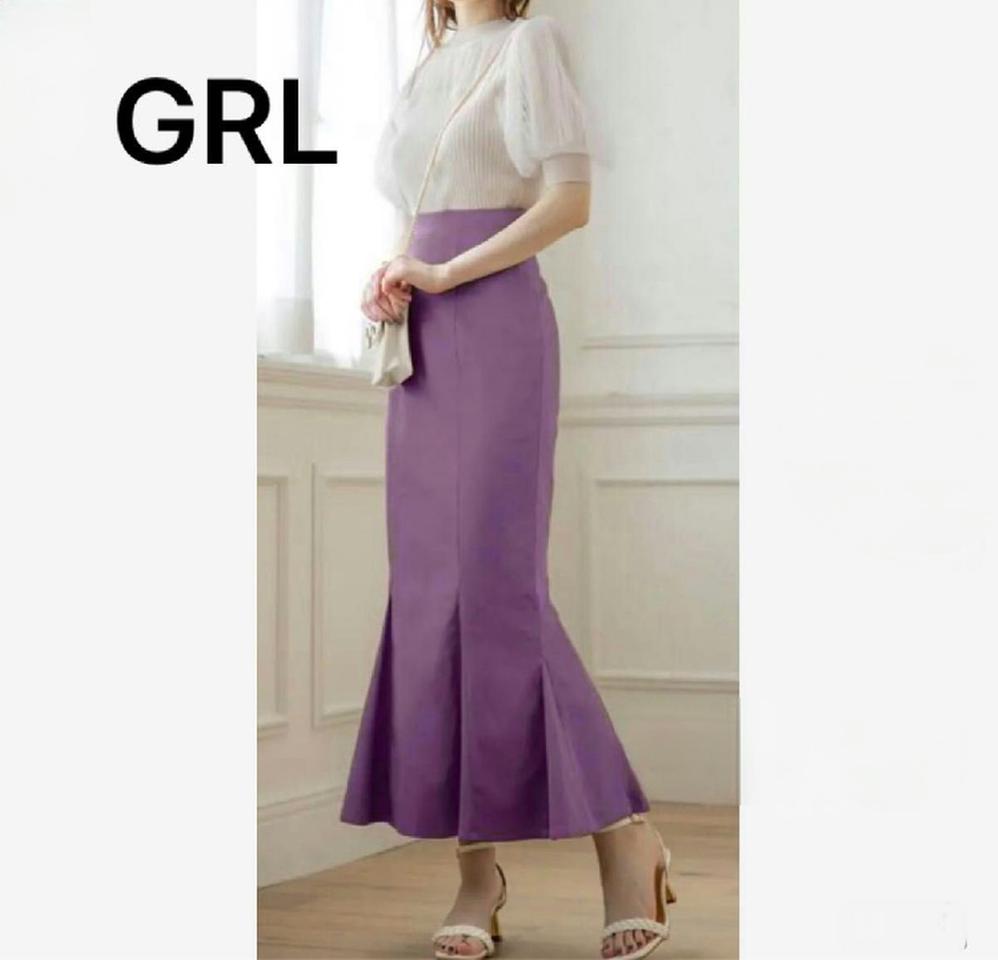 GRL 퍼플 머메이드 뒷트임 롱 스커트