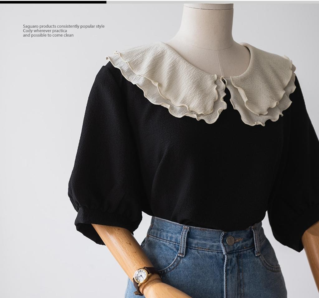 (새상품)러플 카라 블라우스