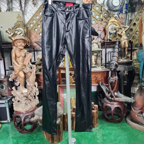 [EDEN] 블랙 레더 가죽 일자바지 M