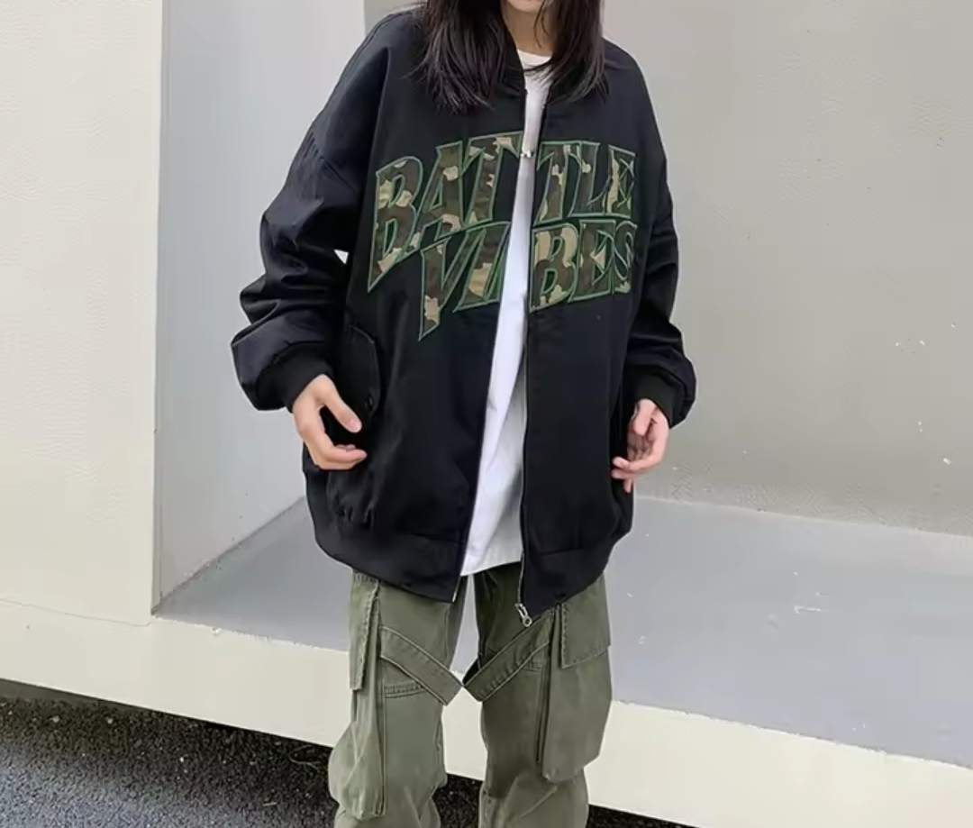 카모 밀리터리 패치로고 점퍼