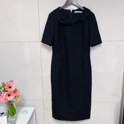 새상품 고급보세 블랙 울 벨트 원피스 M