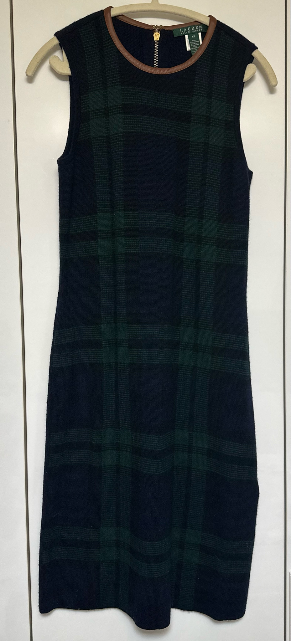 로렌 랄프로렌 울캐시미어체크 니트 원피스