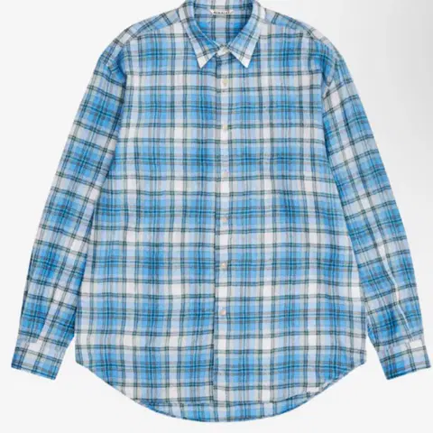 오라리 에어리 울 체크 셔츠 블루 체크 3사이즈