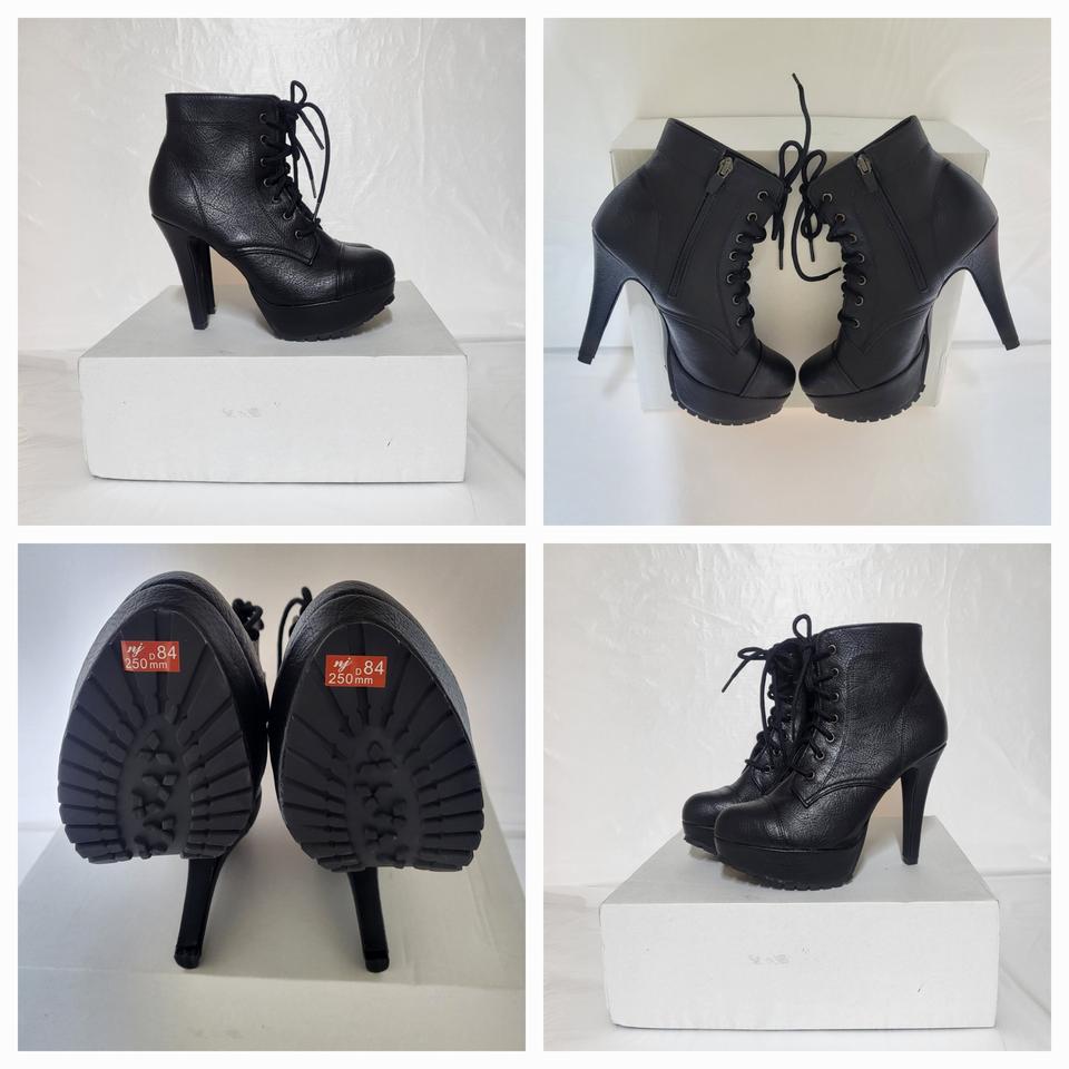 새상품 소가죽 워커 가보시 부츠 킬힐 블랙 250