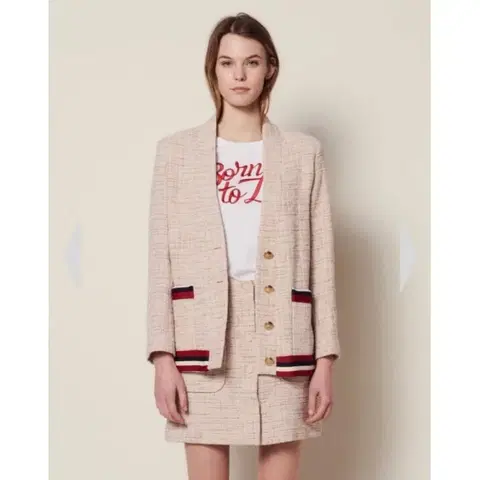 SANDRO 산드로 라인 트위드 자켓 36