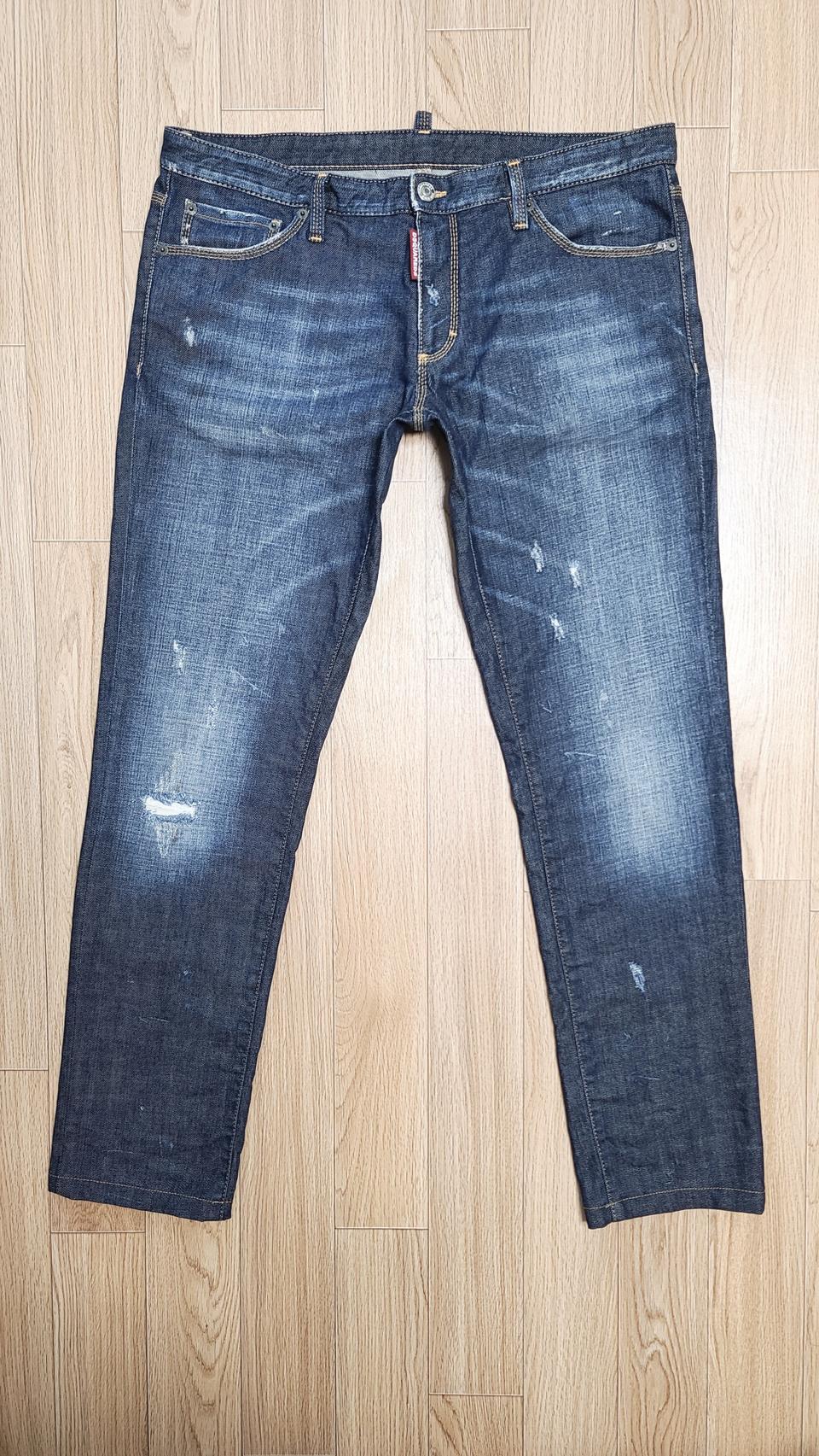 정품 디스퀘어드 가죽패치 슬림 루키진 청바지 50