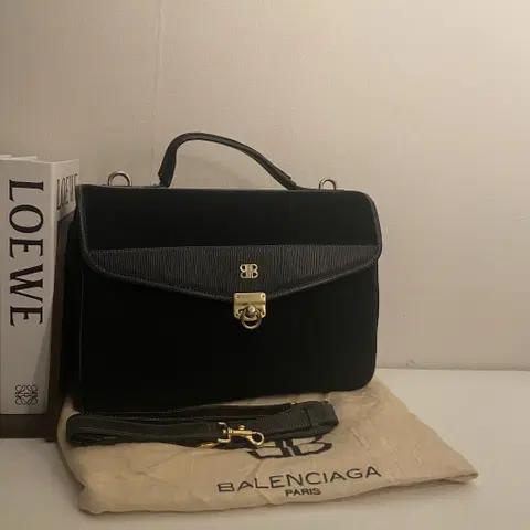 BALENCIAGA/빈티지 발렌시아가 BB로고 블랙 브리프케이스/투웨이백