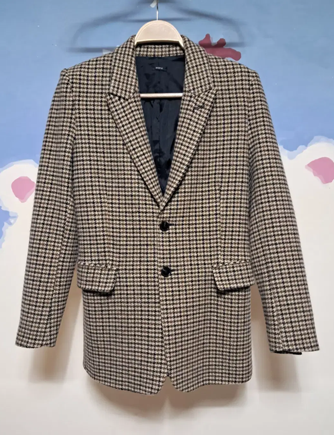 (38) 샵엠 SHOP M 울 하운드 체크 자켓