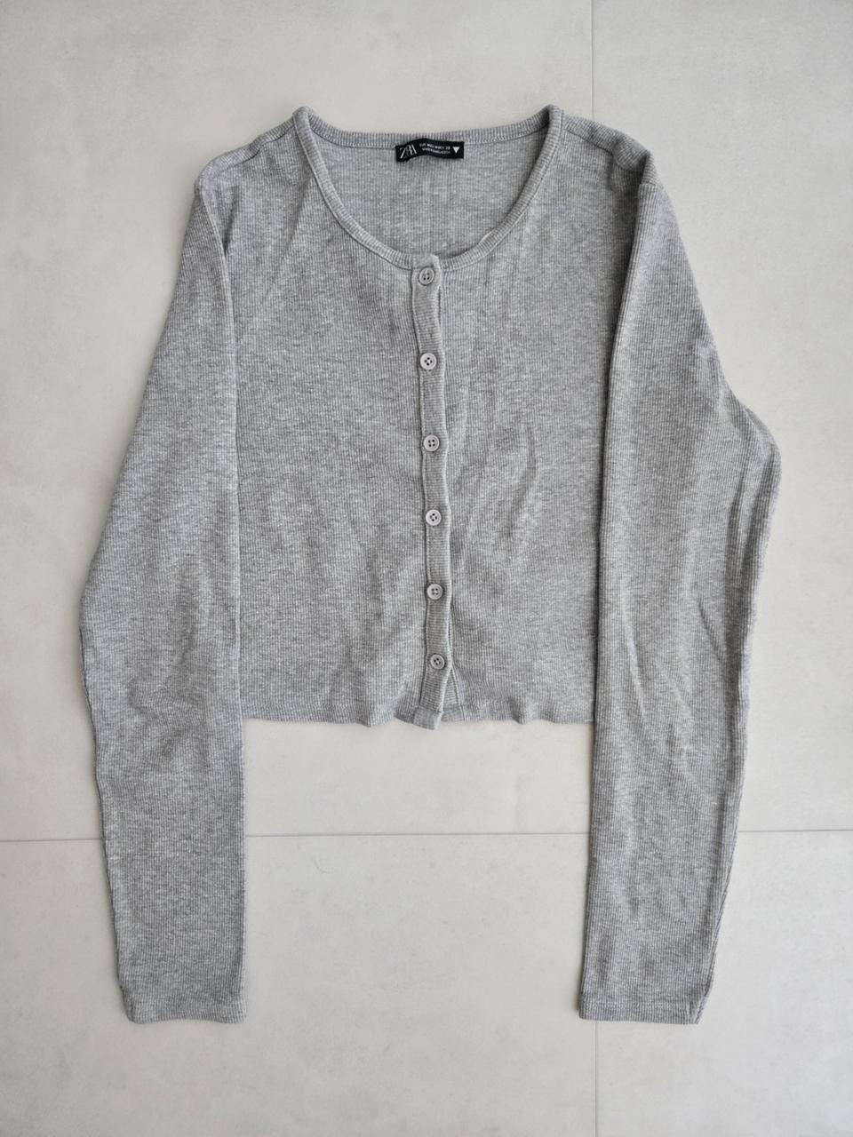 zara 자라 버튼 크롭 가디건 그레이 M
