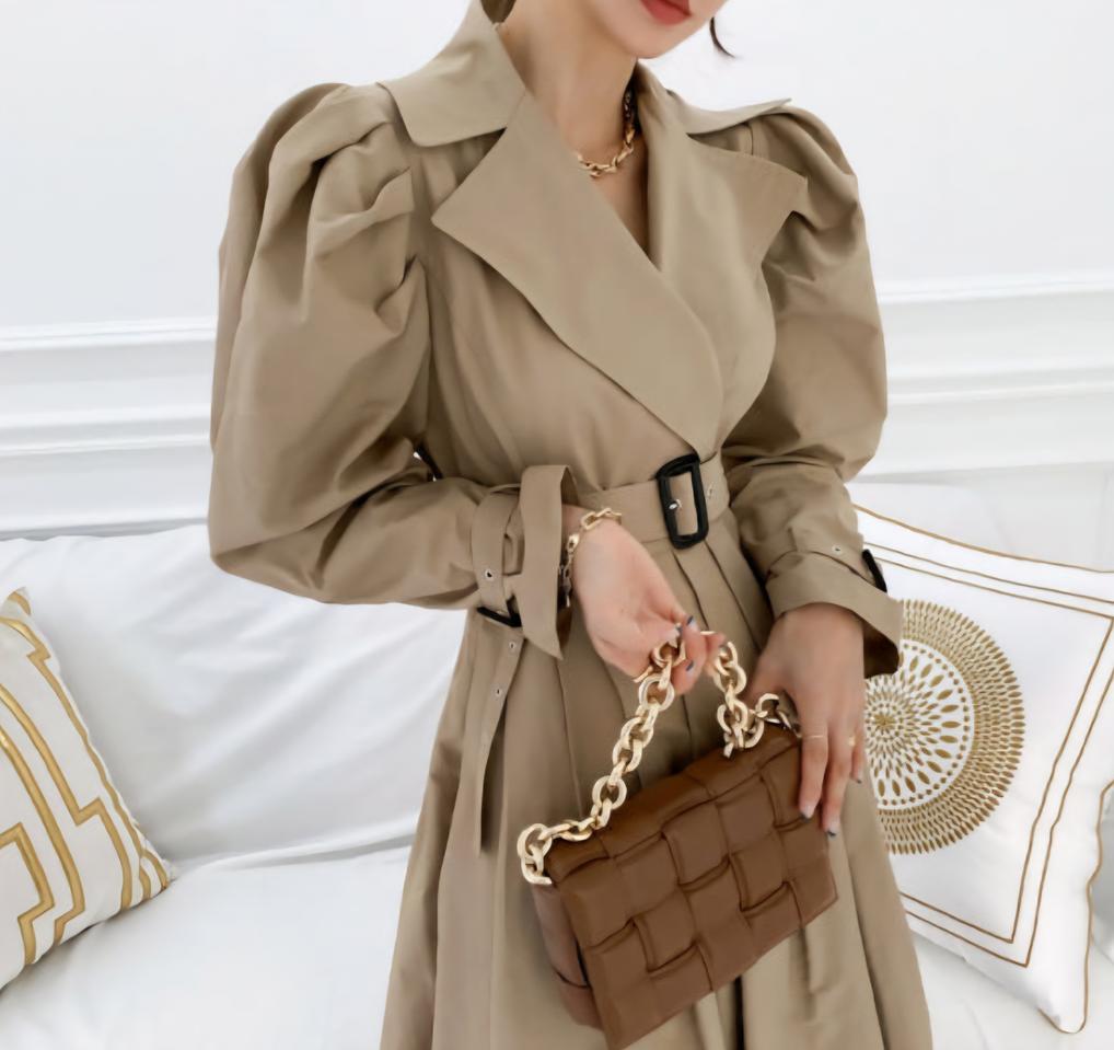 As89♥New]  트렌치형 핀턱 롱원피스