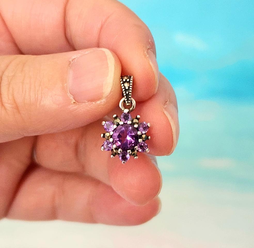 로쿠잔스타일 자수정 은펜던트