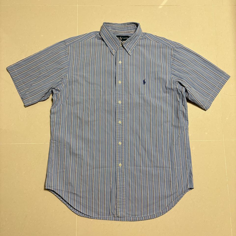 정품 폴로 랄프로렌 블루 스트라이프 반팔 셔츠
