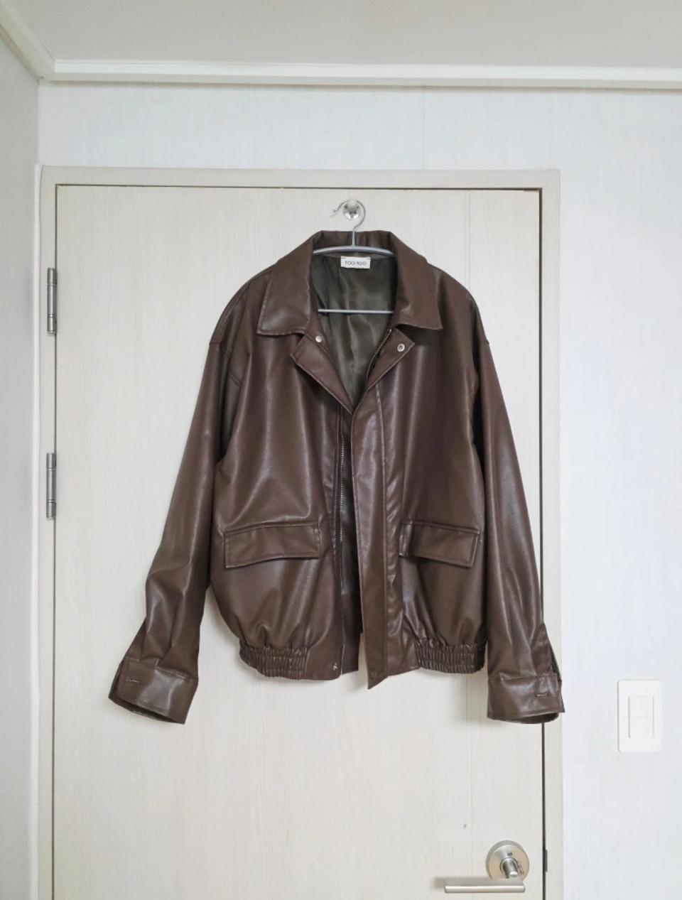 오버핏 레더 자켓