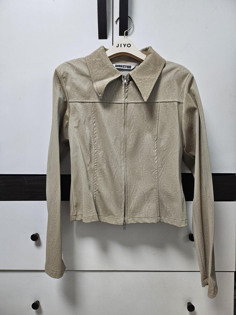 옐로우 베이지 워싱 가죽 레더 자켓