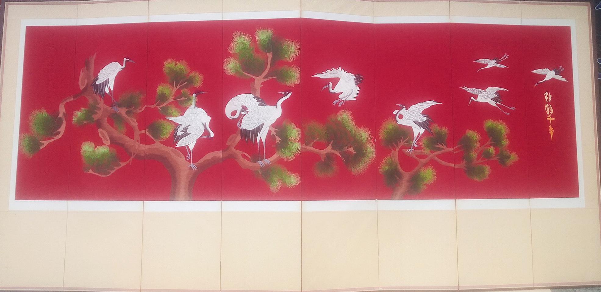 송학문 연폭 수병풍 / 손수 / 수공예 / 8폭