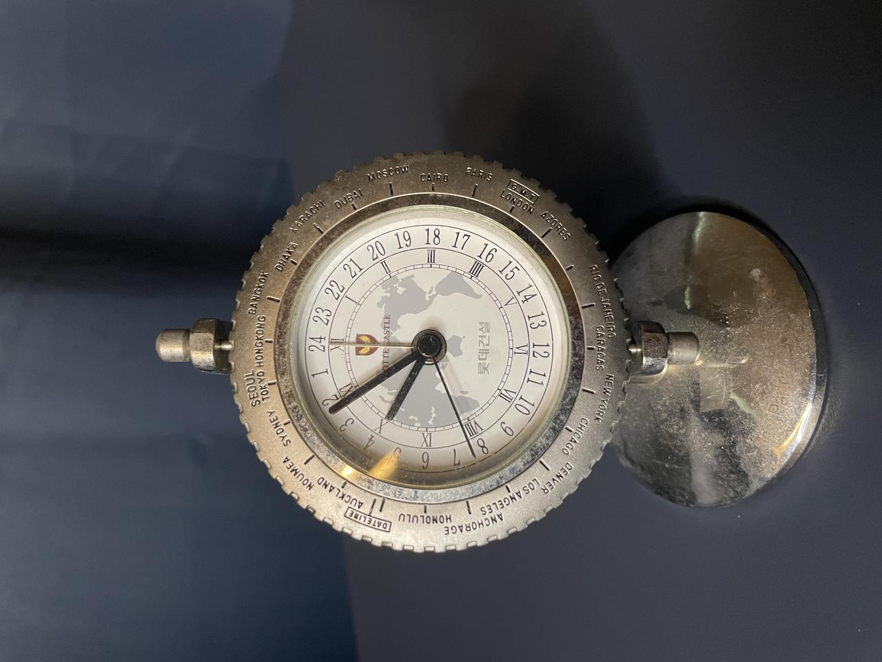 롯데건설 기념 세계시간 탁상시계 인테리어 소품