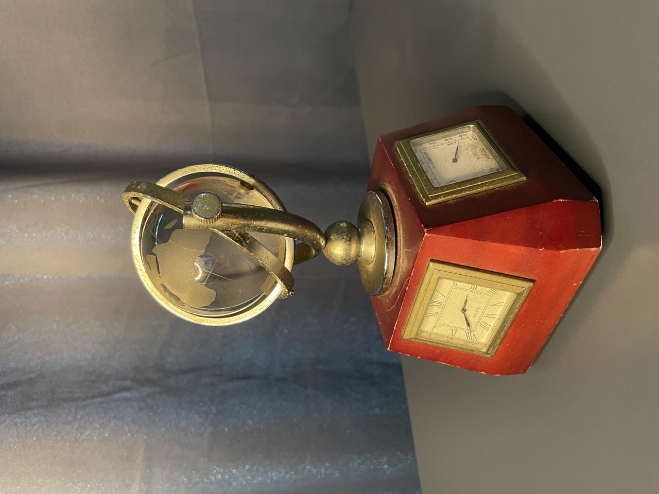 빈티지 지구본 탁상시계 & 온습도계 장식품 인테리어 소품