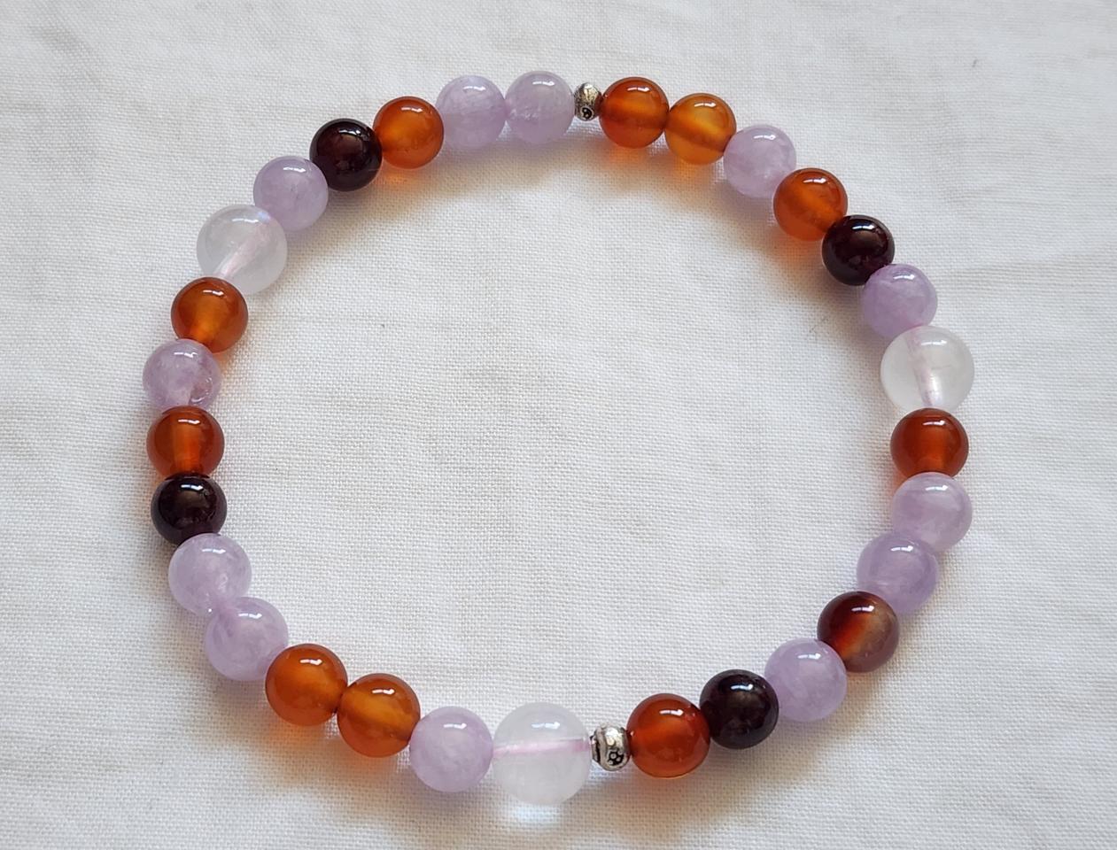 핸드메이드 커넬리언 라벤더자수정 가넷 블루문스톤 팔찌 (멀티원석)
