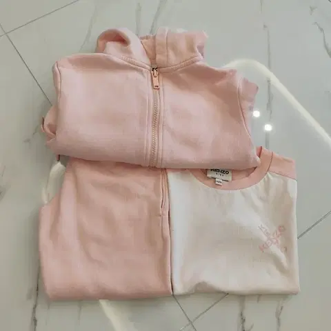 KENZO 키즈 핑크 후드집업 + 조거 티셔츠 세트 6살