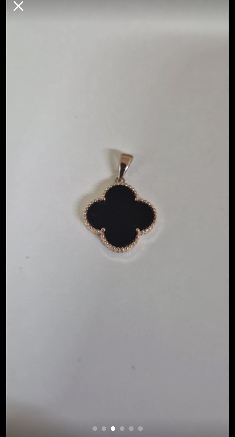 14k 핑크골드 양면클로버 오닉스펜던트 15mm