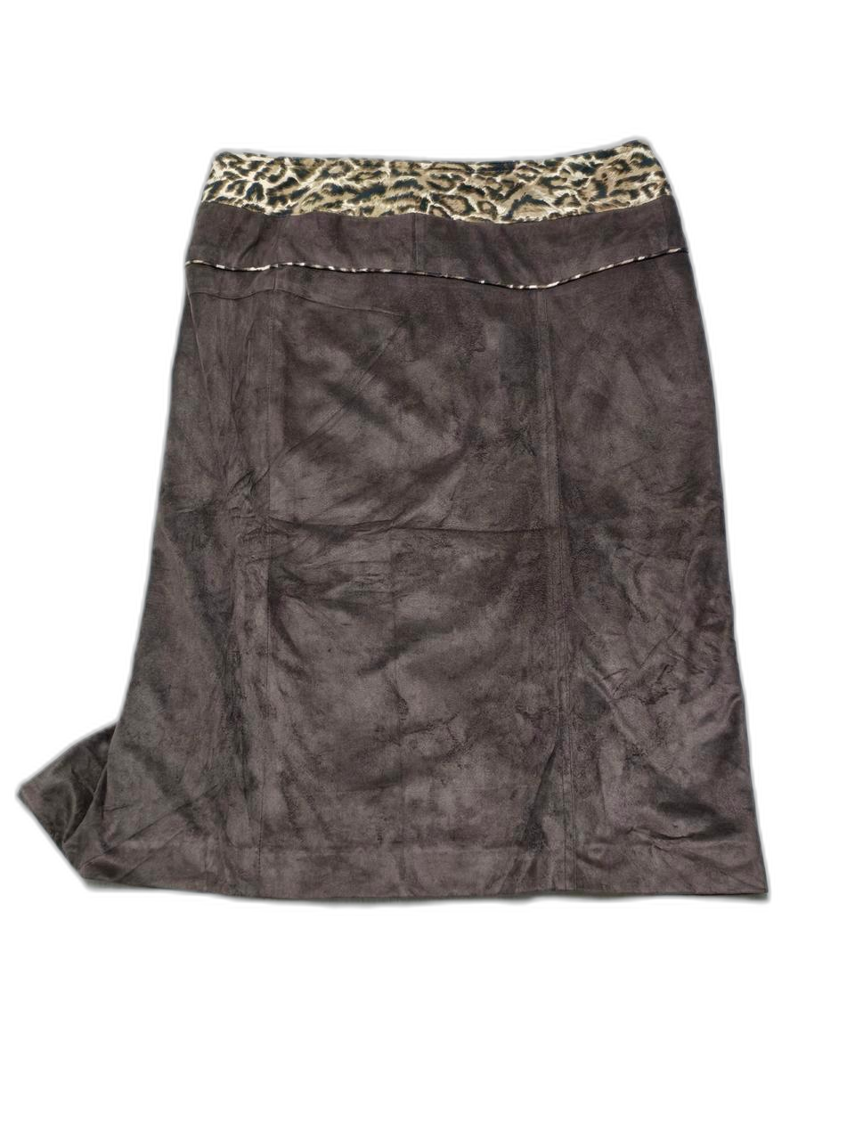 빈티지 스웨이드 호피 언발란스 스커트