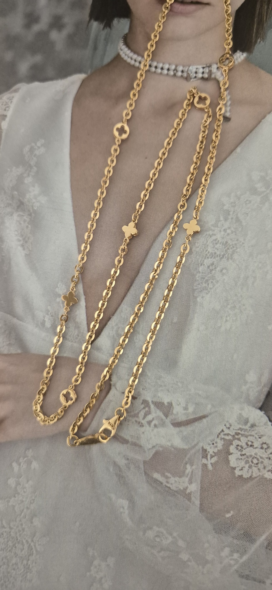 18k 할로우 블라썸 일체형 목걸이