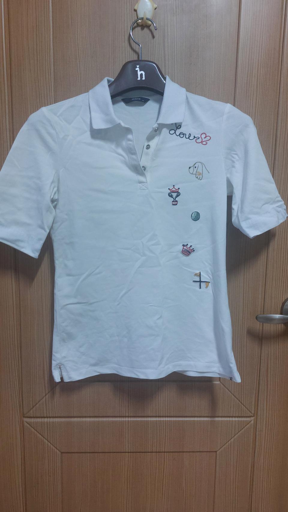 헤지스 흰색 반팔 폴로티. 85. 55. 5부