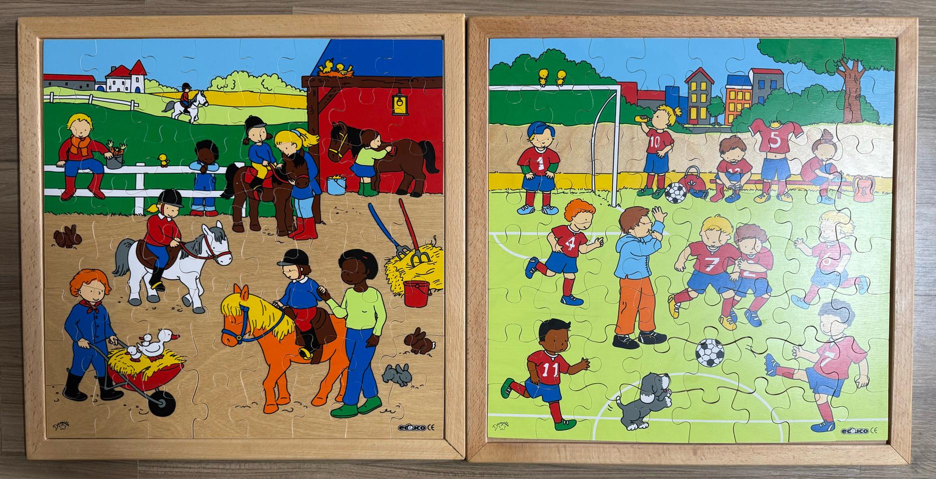 에듀코 원목퍼즐 2종(승마/축구)64피스 개별가격