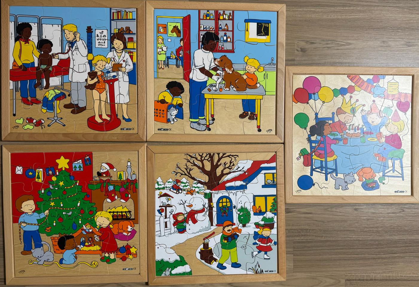 에듀코 원목퍼즐 5종세트 16피스