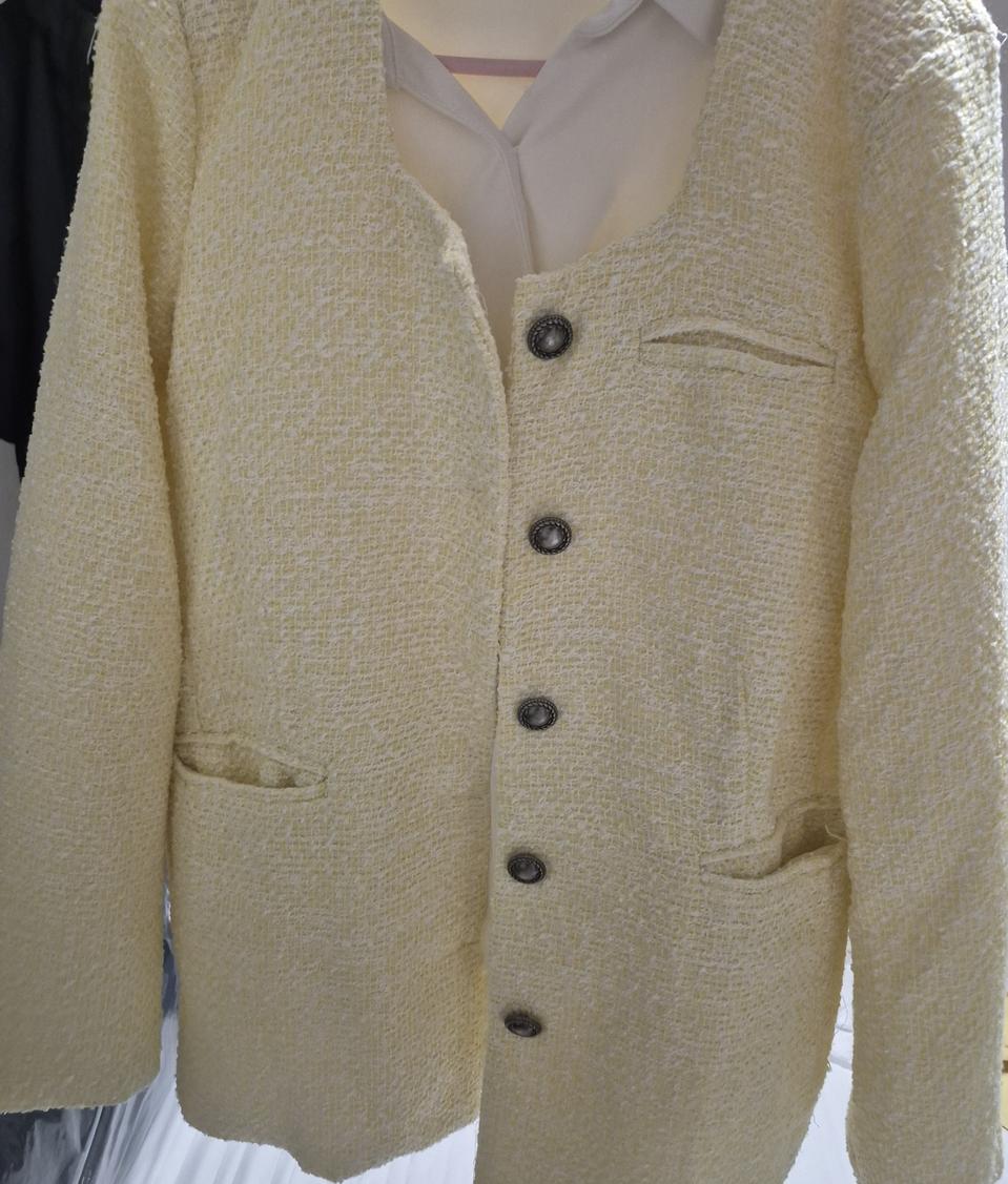 옐로 트위드자켓 미디자켓