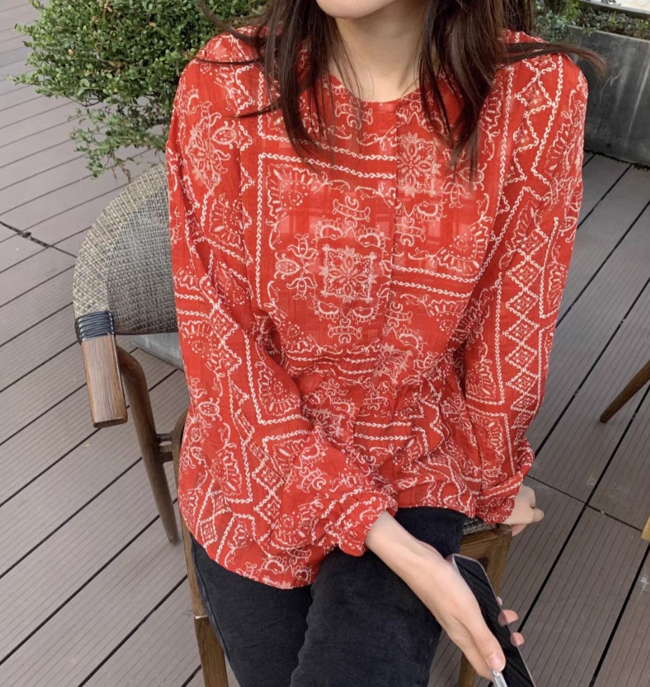 페이즐리 블라우스 여성 셔츠