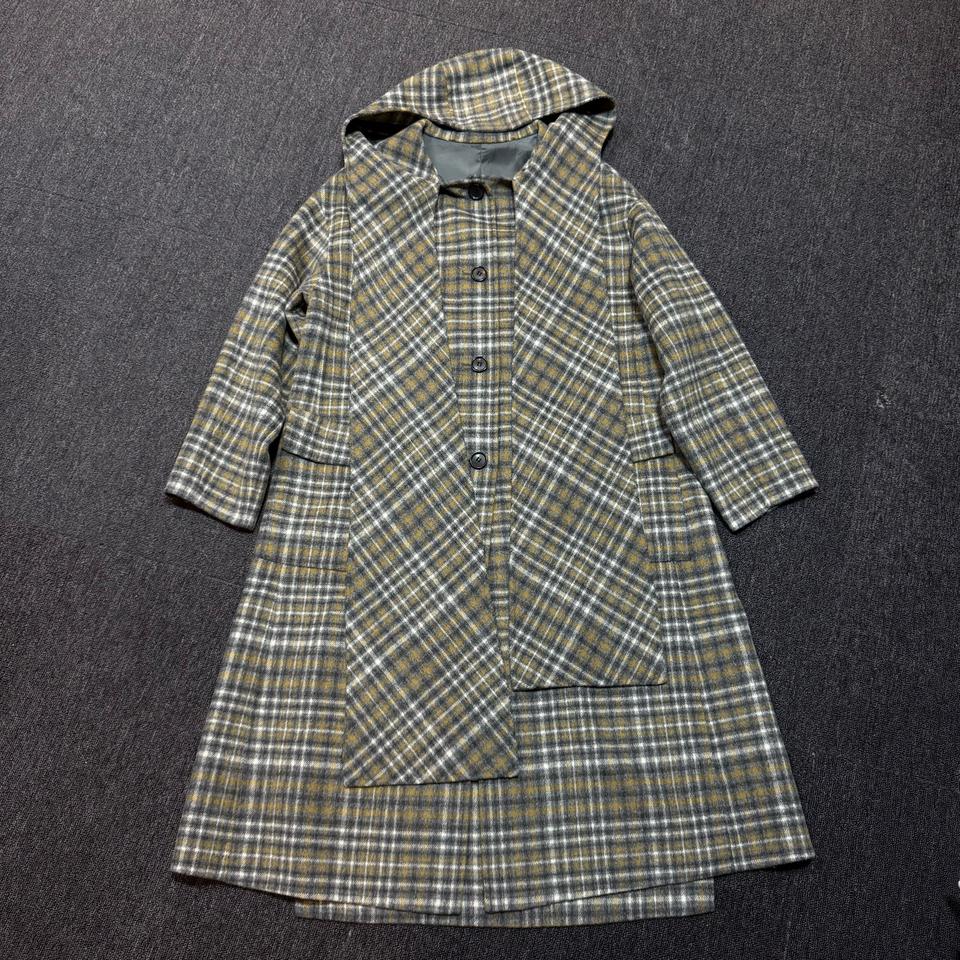 앤더슨벨 후드 머플러 체크 코트