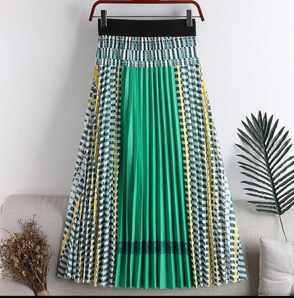 [새제품] 수입 패턴 주름 롱스커트