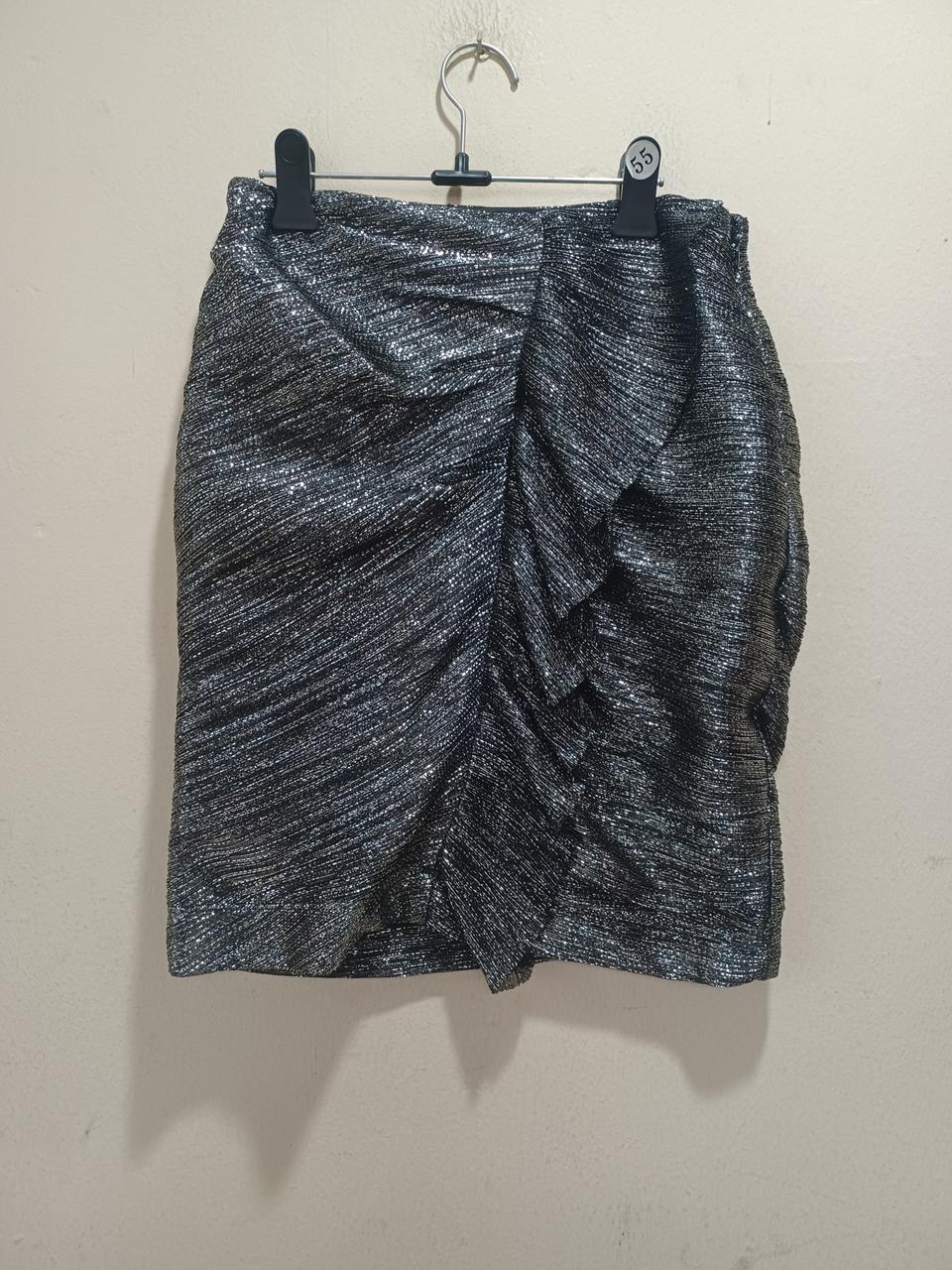 MAJE 마쥬 실버 셔링 미니스커트