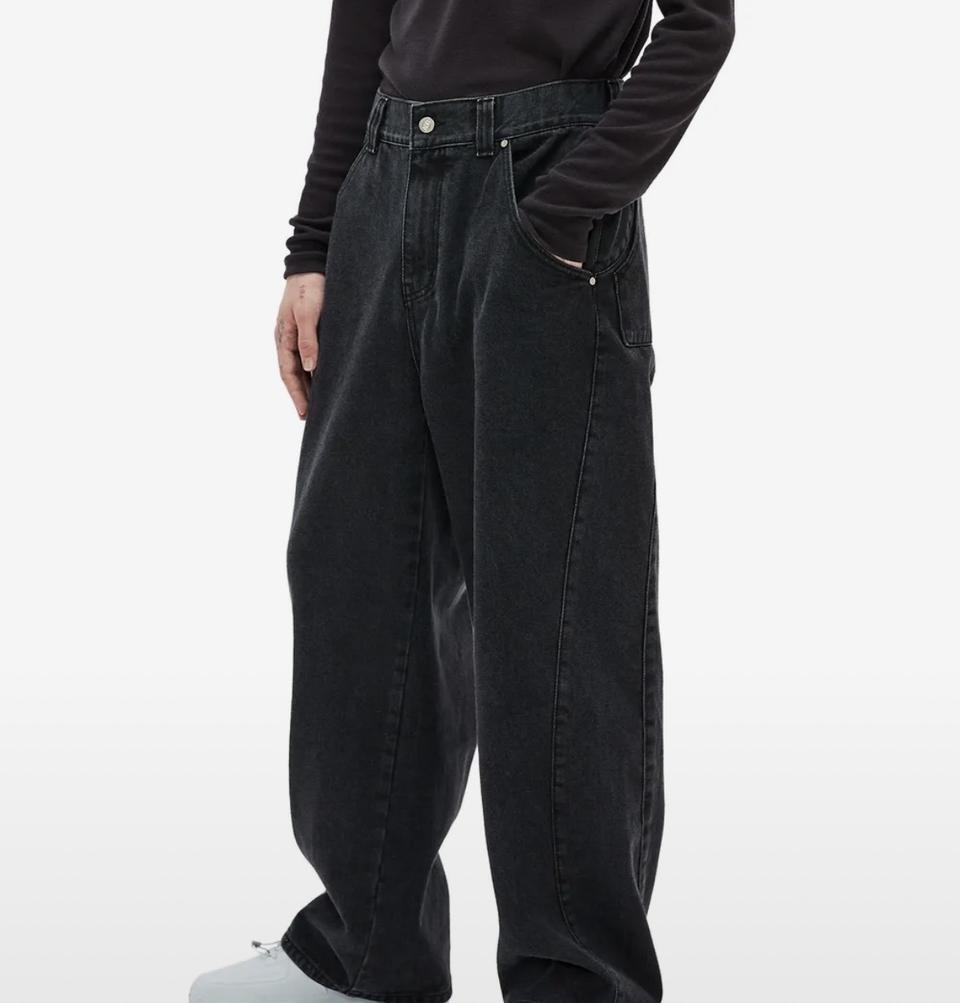 에드 커브 와이드 데님 블랙