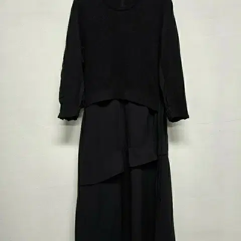 한섬 SJSJ 블랙 니트 레이어드 롱 원피스