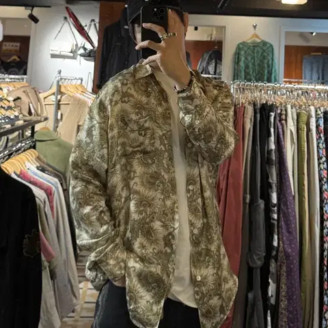 아워레가시 실크 패턴셔츠 XL