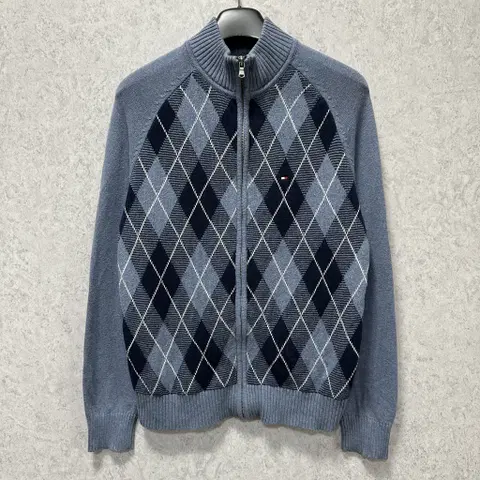 95 타미힐피거 아가일패턴 남자 니트 집업