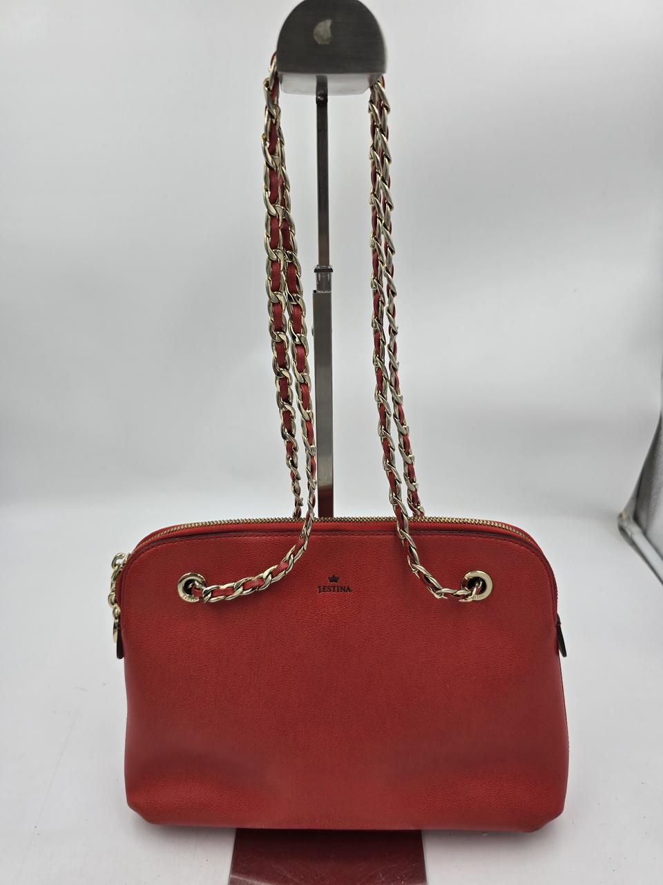 [J.ESTINA 레드 체인 숄더백]