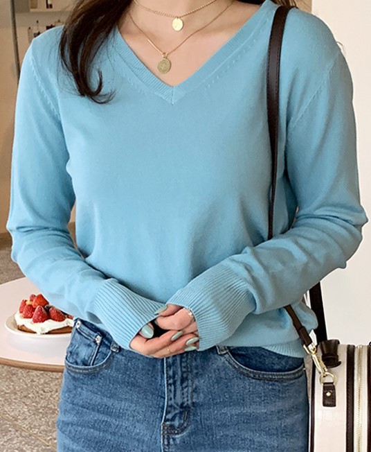 브이넥 캐시미어 니트