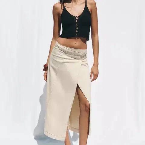 zara 자라 1975 크로스 데님 미디 스커트 새상품