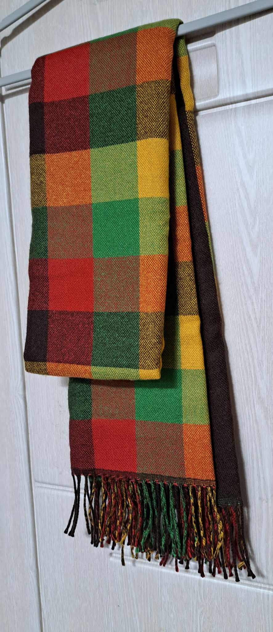 체크무늬 울 머플러 - 블랙