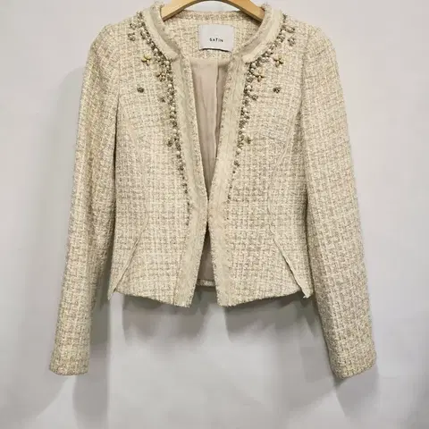 SATIN 트위드 자켓 아이보리
