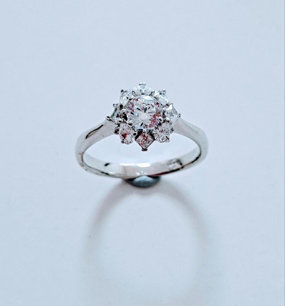 14k 3부 큐빅 꽃 반지(14호)