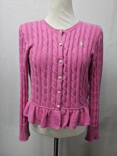 폴로 랄프로렌 핑크 케이블 가디건 프릴 가디건 키즈M . 여성55