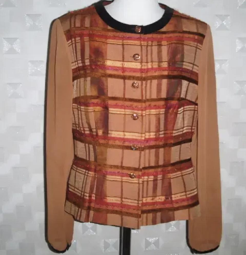 루치아노최/쉬폰배색입체무늬쟈켓/55