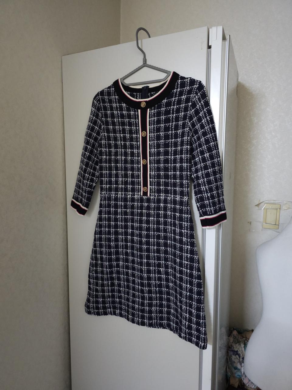 시슬리 체크패턴 트위드원피스