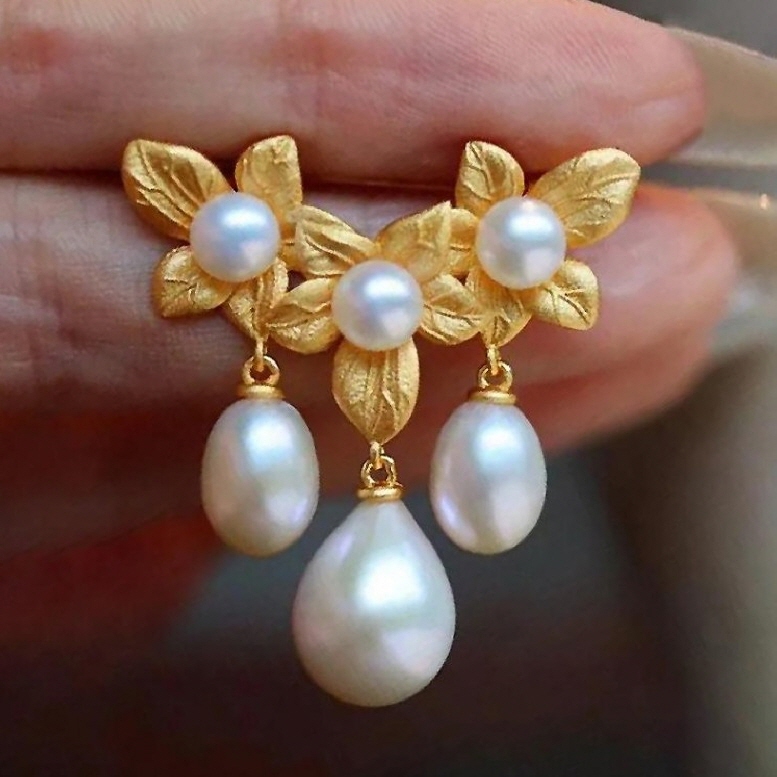 물방울 쉘비즈 무광 진주 브로치 옷핀/ JUQ009