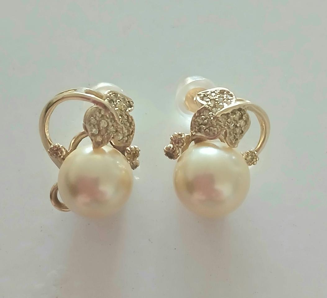 14k 옐로우 핵진주 귀걸이(10mm)